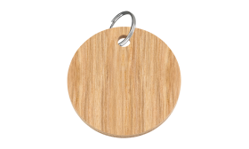 Træ kattetegn i cirkelform med glat, ikke-giftig finish og sølv splitring, tilpasningsbar med kats navn og detaljer.