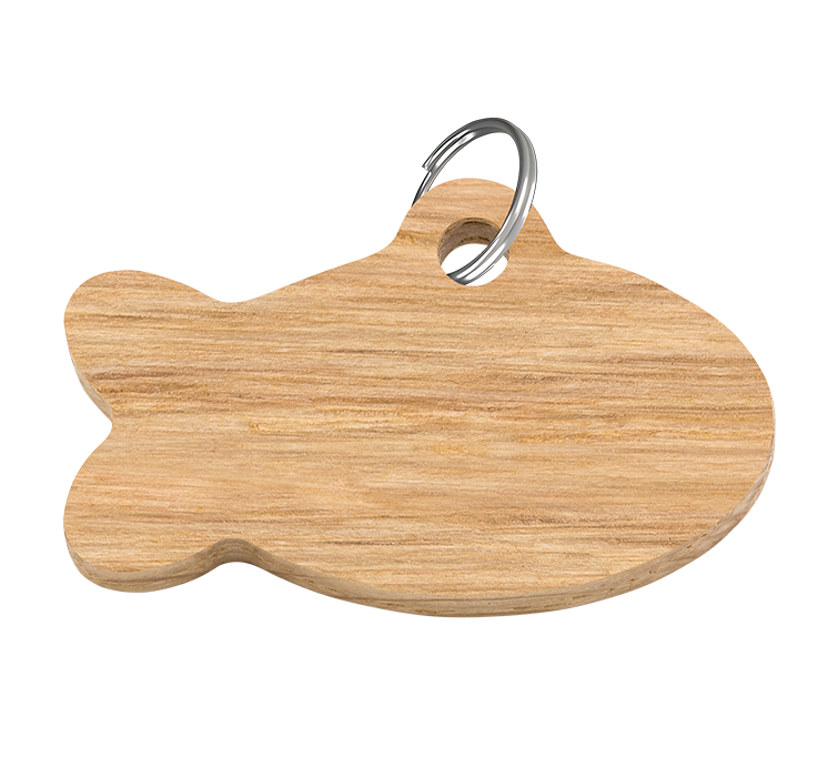 Graveret kattetegn i træ – fiskeform
