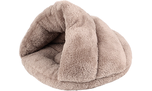Varm tyk plysseng til katte i brun med blødt indre og isoleret design for varme og komfort til alle størrelser, også kattetegn.