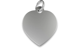 Hjerteformet sølv kattetegn i aluminium med splitring. Personligt ID-tegn indgraverbart med din kats navn.